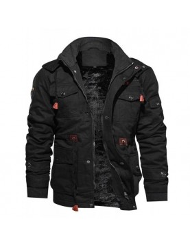 Hugo Men's Black Cotton Military Jacket