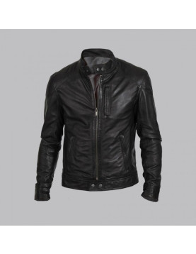 Hunt Black Biker Leather Jacket