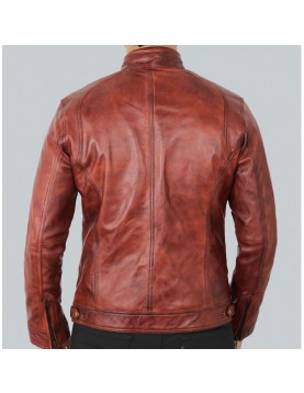 Idaho Mens Brown Leather Moto Jacket