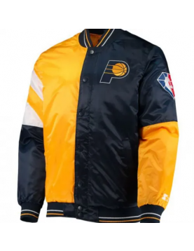 Indiana Pacers Starter Satin Yellow and Blue Jacket