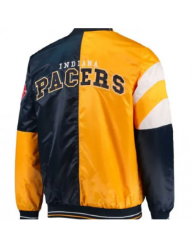 Indiana Pacers Starter Satin Yellow and Blue Jacket