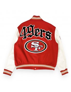 JH San Francisco 49ers Red and Off White Varsity Jacket