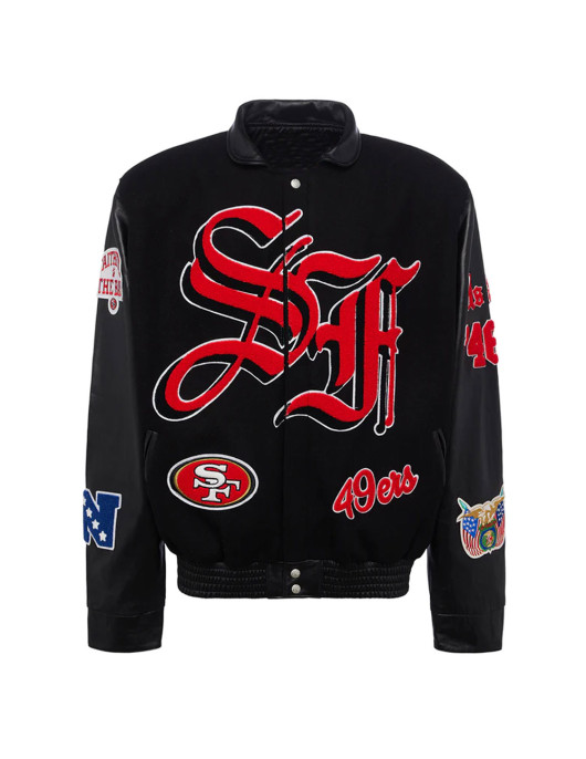 JH San Francisco 49ers Varsity Black Jacket