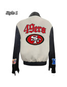 JH San Francisco 49ers Varsity White and Black Jacket