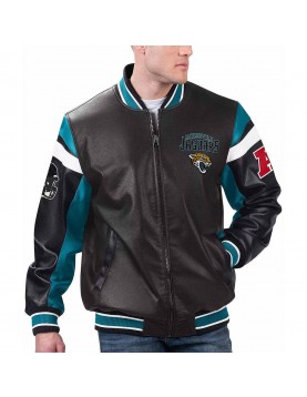 Jacksonville Jaguars Black Varsity Full-Zip Leather Jacket