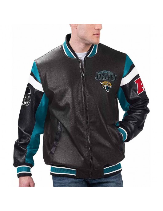 Jacksonville Jaguars Black Varsity Full-Zip Leather Jacket