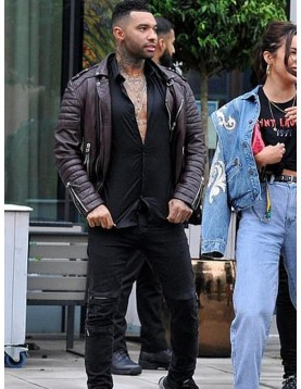 Jermaine Pennant Brown Biker Leather Jacket