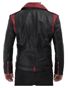 Jimmy Mens Black and Maroon Moto Jacket