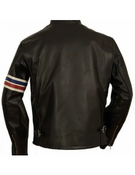 Johnny Knoxville Biker Striped Leather Jacket