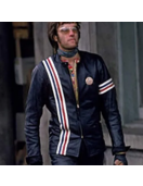 Johnny Knoxville Biker Striped Leather Jacket