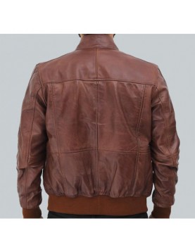 Johnston Mens Brown Lambskin Bomber Leather Jacket