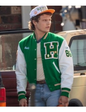 Joseph Quinn Stranger Things S04 Eddie Munson Green Wool Letterman Jacket