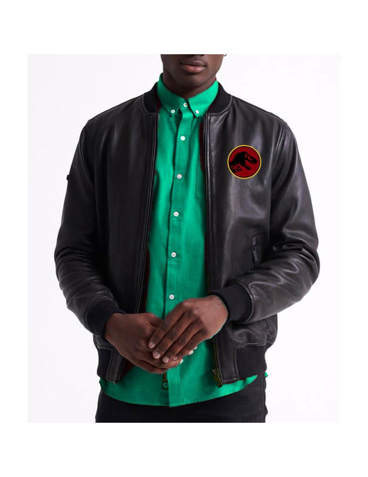 Jurassic Park Black Bomber Leather Jacket