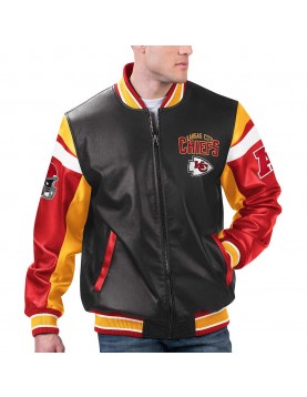 Kansas City Chiefs Black Varsity Full-Zip Leather Jacket