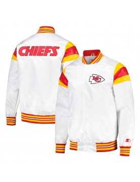 Kansas City Chiefs White Teddy Varsity Satin Jacket