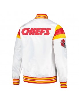 Kansas City Chiefs White Teddy Varsity Satin Jacket