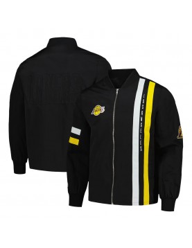 LA Lakers Black Stitch Applique Bomber Jacket