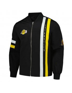 LA Lakers Black Stitch Applique Bomber Jacket