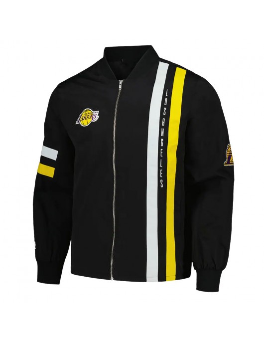 LA Lakers Black Stitch Applique Bomber Jacket