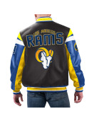 LA Rams Black Varsity Full-Zip Leather Jacket