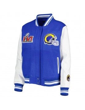 LA Rams Mash Up Royal and White Varsity Jacket