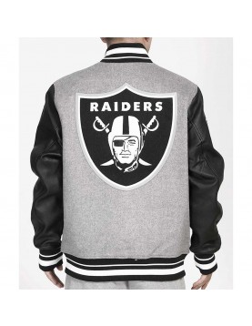 Las Vegas Raiders Varsity Gray and Black Jacket