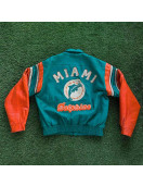 Leather Alix Earle Miami Dolphins Leather Jacket