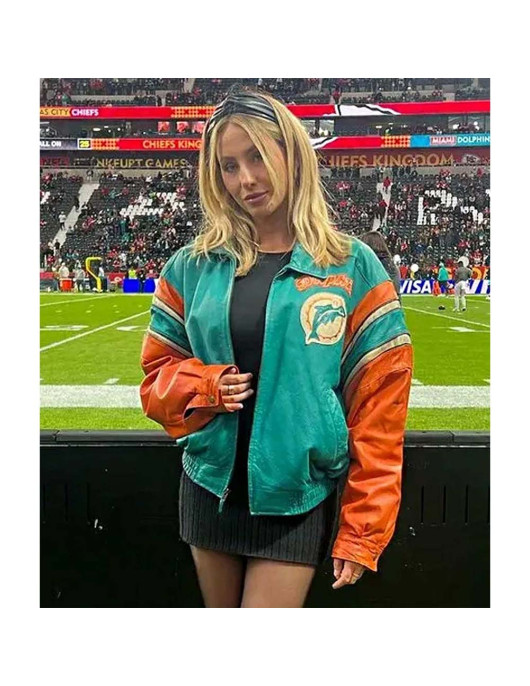 Leather Alix Earle Miami Dolphins Leather Jacket