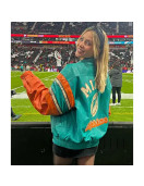 Leather Alix Earle Miami Dolphins Leather Jacket