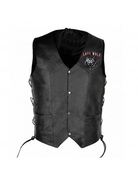 Lone Wolf Biker Leather Vest