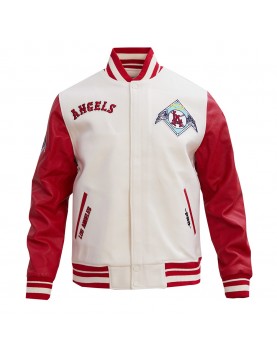 Los Angeles Angels Retro Classic Red And Off White Wool Varsity Jacket