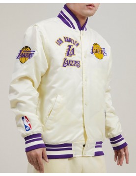 Los Angeles Lakers Retro Classic Off White Satin Jacket