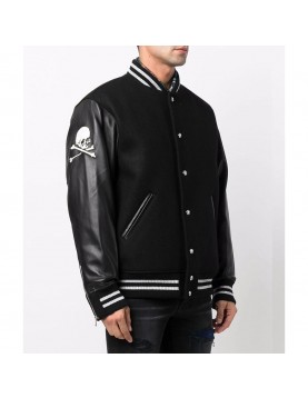 Mastermind Japan Logo-Embroidery Black Varsity Jacket