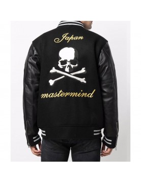 Mastermind Japan Logo-Embroidery Black Varsity Jacket