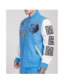 Memphis Grizzlies Animal Patches Blue Varsity Jacket