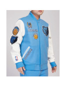 Memphis Grizzlies Animal Patches Blue Varsity Jacket