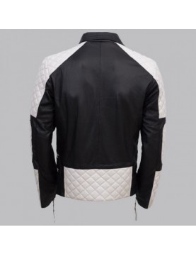 Men Black and White Leather Jacket