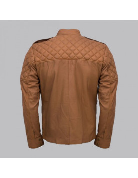 Men Sheepskin Tan Leather Jacket