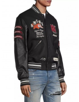 Men's Amiri Wool-Blend Varsity Bomber Jacket