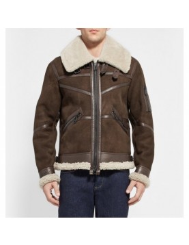 Men's Aviator Bridlington Brown Faux Shearling Biker Jacket