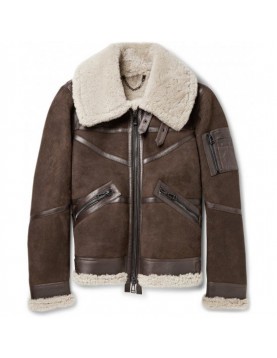 Men's Aviator Bridlington Brown Faux Shearling Biker Jacket