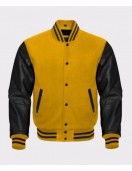 Men's Black and Yellow Baseball Varsity Jacket