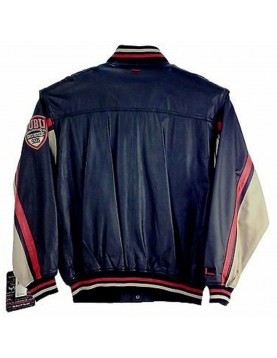 Men's FUBU Blue Leather Varsity Jacket