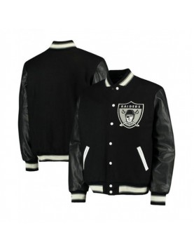 Men's Raiders Black Letterman Jacket