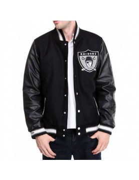 Men's Raiders Black Letterman Jacket