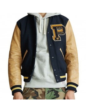 Men's State Champs Blue and Brown Varsity Jacket