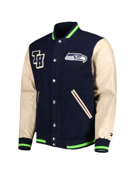 Men's Tommy Hilfiger College Navy Seattle Seahawks Full-Zip Varsity Jacket