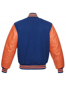 Men's Varsity Orange and Royal Blue Letterman Jacket