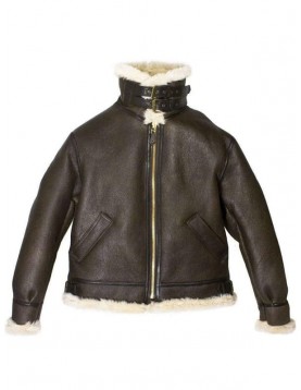 Mens B3 Bomber Aviator WWII Shearling Sheepskin Leather Jacket