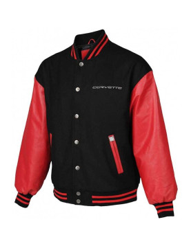 Mens Baseball Corvette Varsity Round Collar Bomber Letterman Jacket